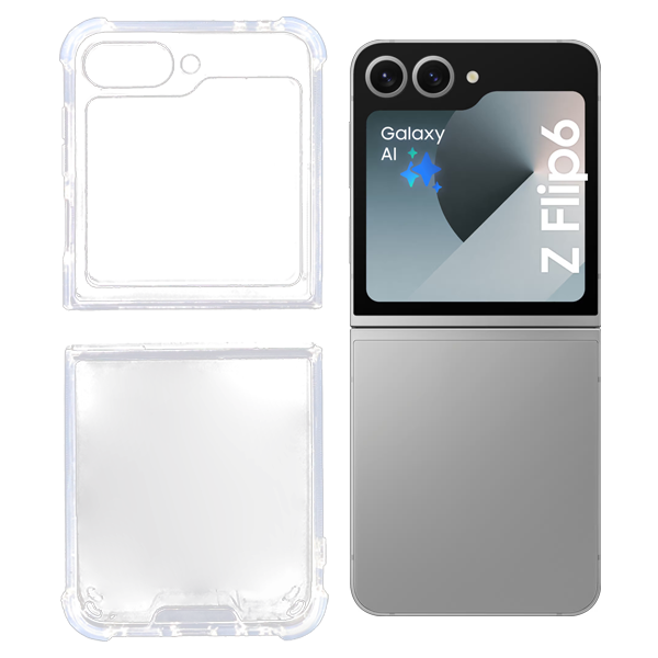Samsung Galaxy Z Flip 5 Skal Transparent – Tvådelat Hårt Skal med Stötdämpande Kanter