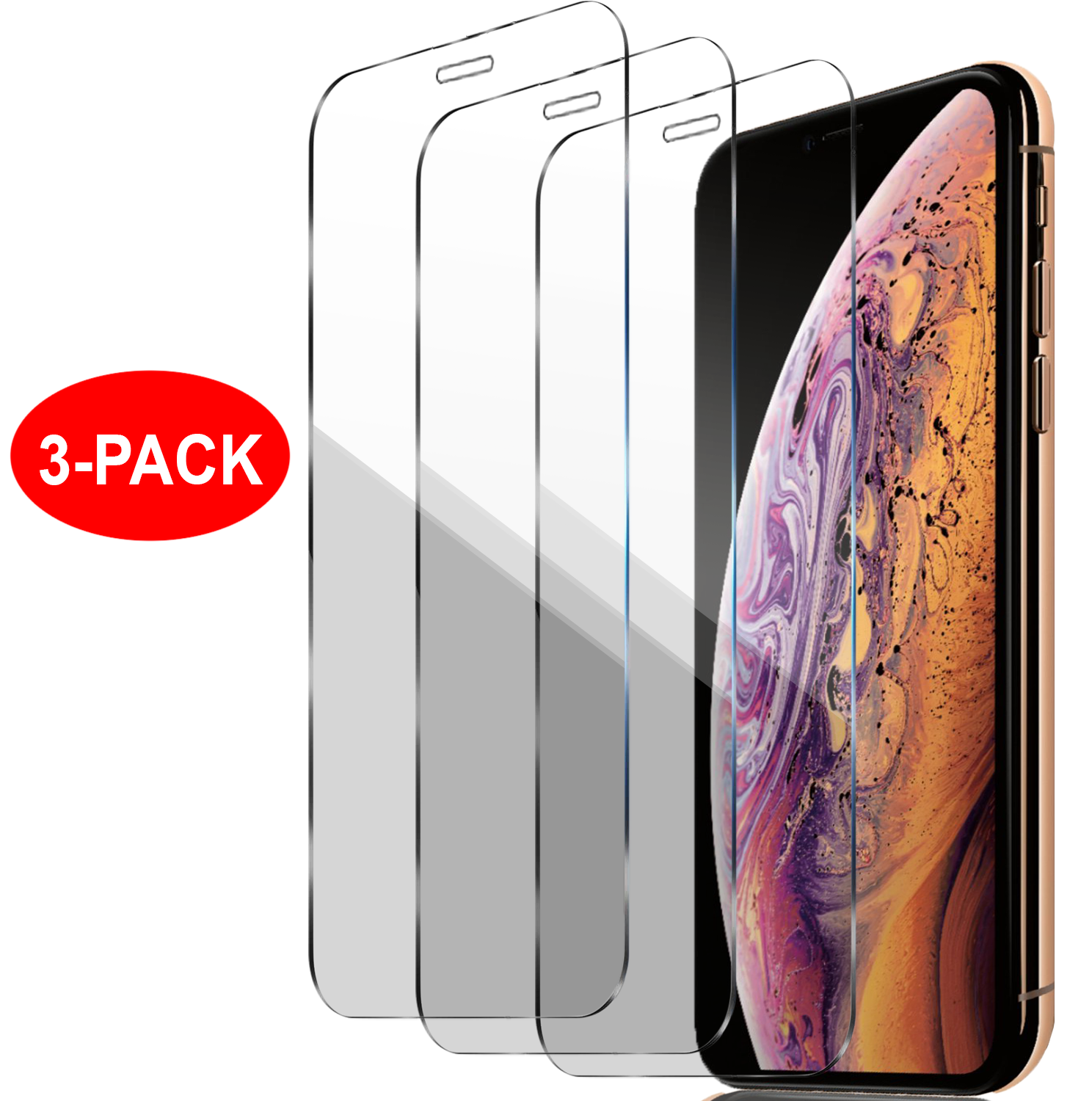 3-Pack - iPhone X/Xs - Härdat Glas Skärmskydd Transparent