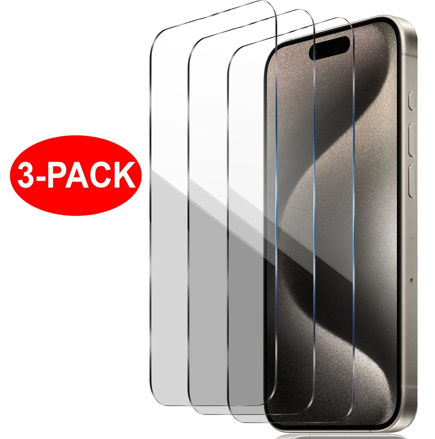 3-Pack - iPhone 15 - Härdat Glas Skärmskydd Transparent