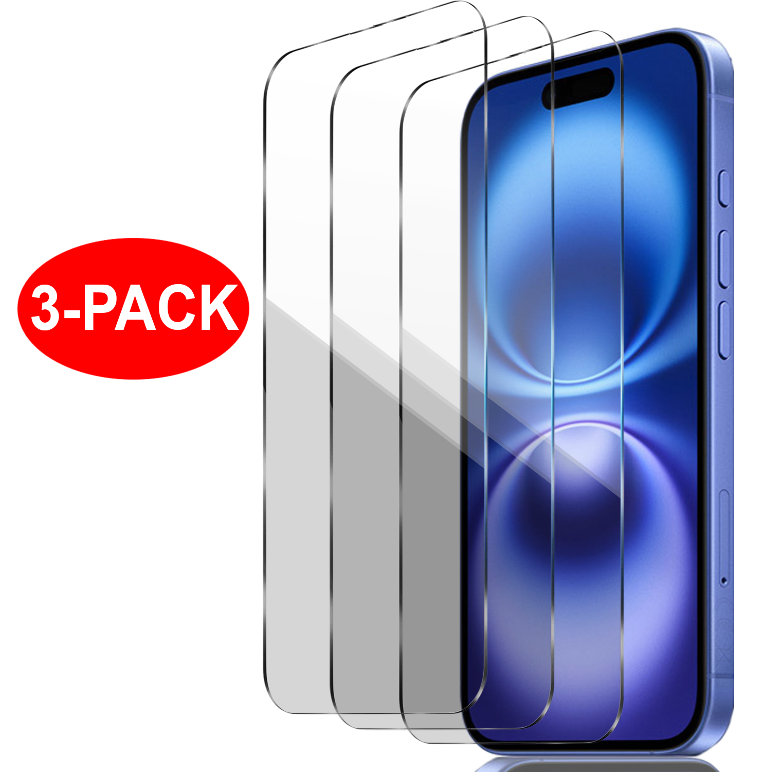3-Pack - iPhone 16 Plus - Härdat Glas Skärmskydd Transparent
