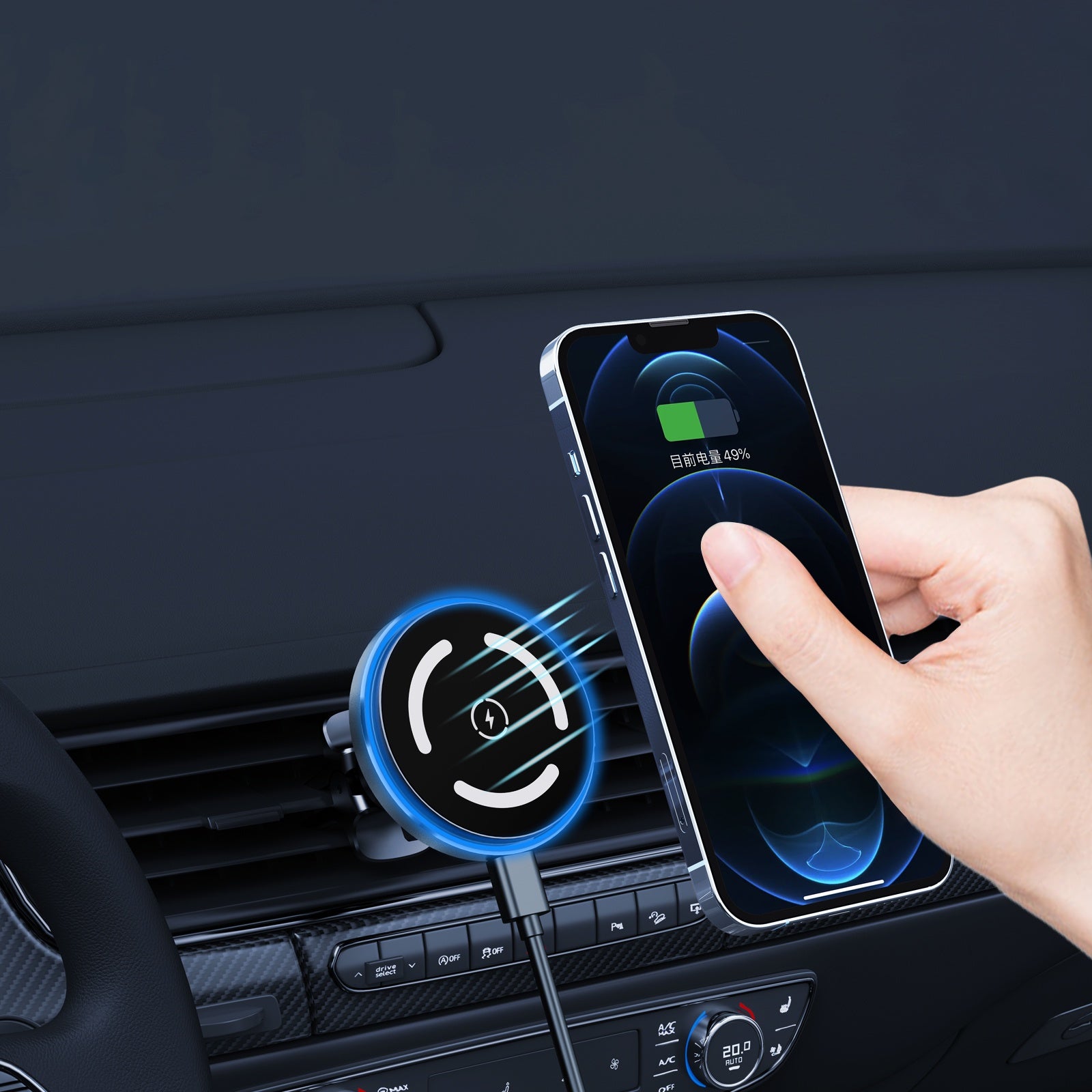 Magnetisk Trådlös Mobil laddare & Mobil hållare