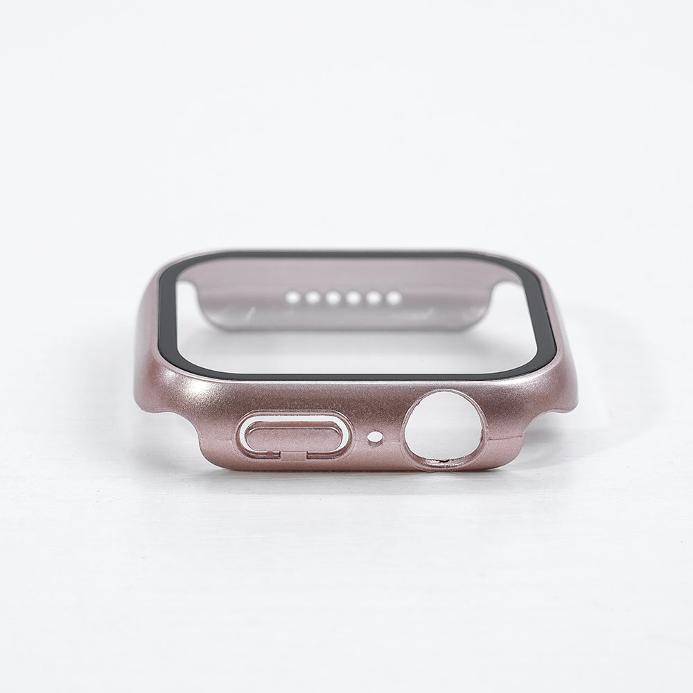 Metallic Rosa Apple Watch Skal med Inbyggt Skärmskydd – Fullt Skydd
