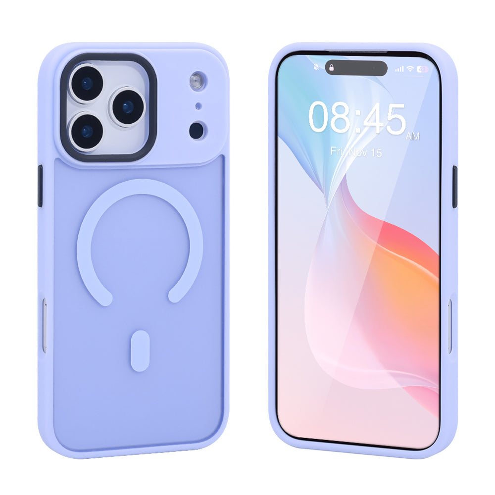 iPhone Frostad Transparent MagSafe Skal – Lila