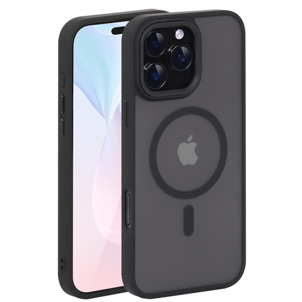 iPhone 15 Plus Matt Svart Magsafe Skal - Slittåligt och Stöd för Trådlös Laddning