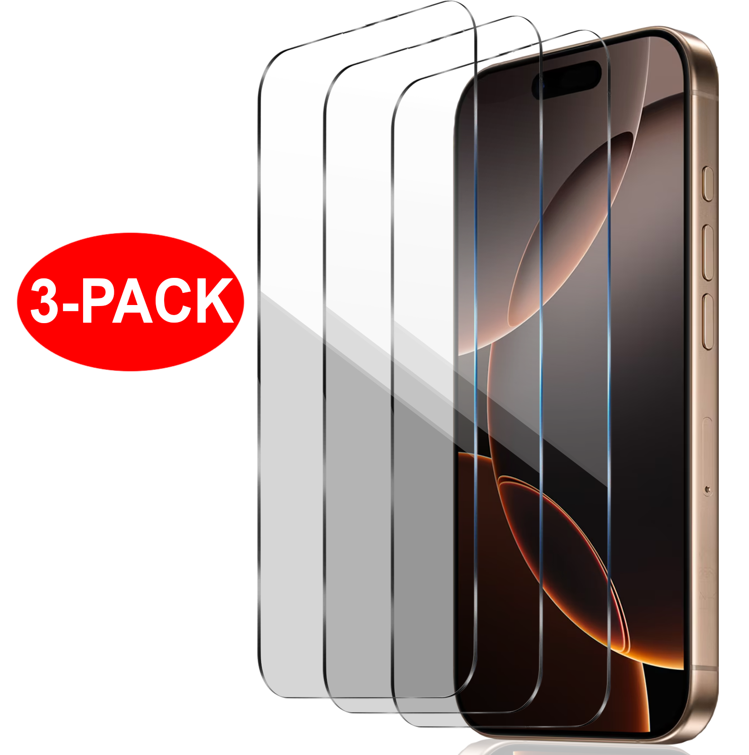 3-Pack - iPhone 16 Pro - Härdat Glas Skärmskydd Transparent