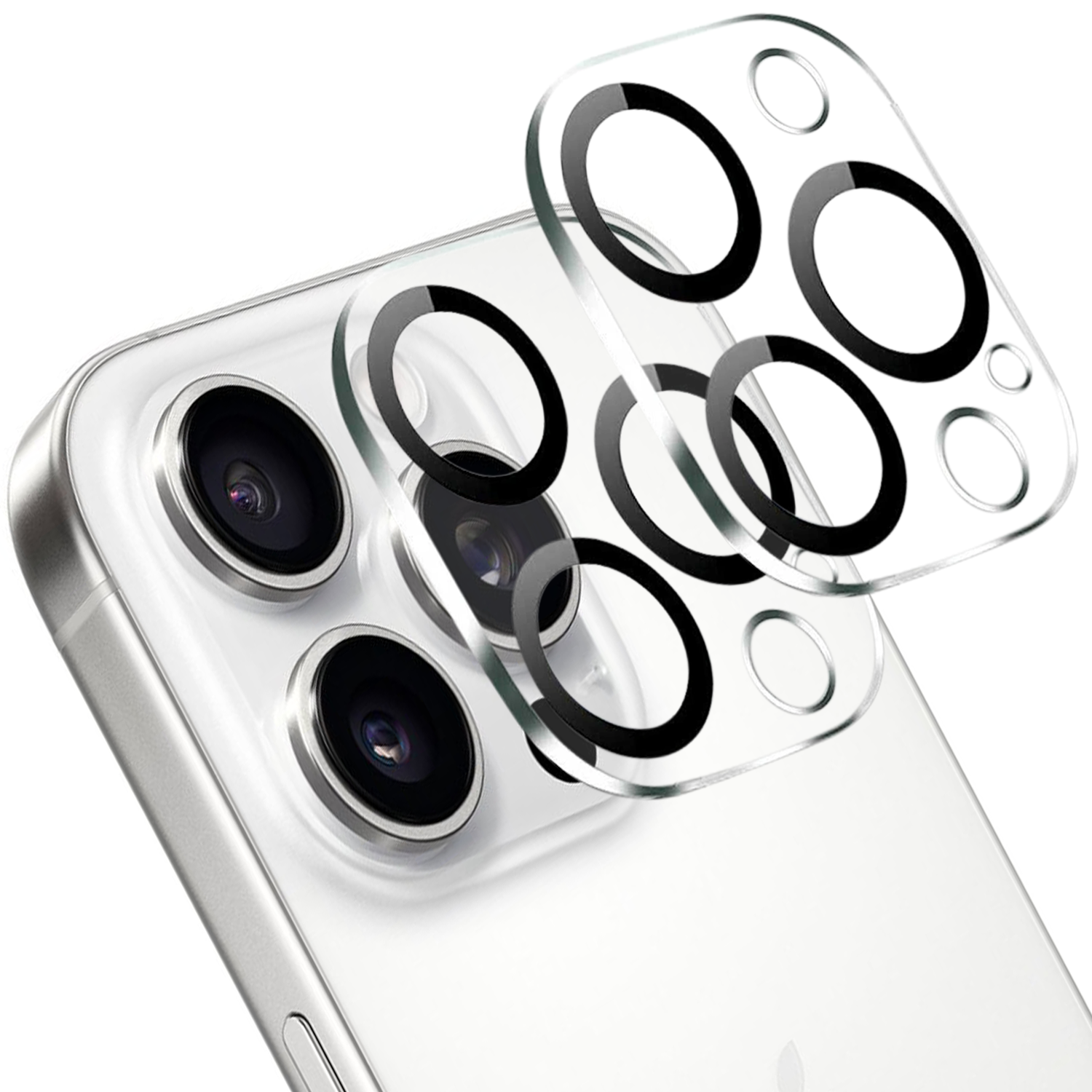 2-Pack iPhone 15 Pro Max Linsskydd av Härdat Glas - Skydd för Kamera, Anti-Reptåligt