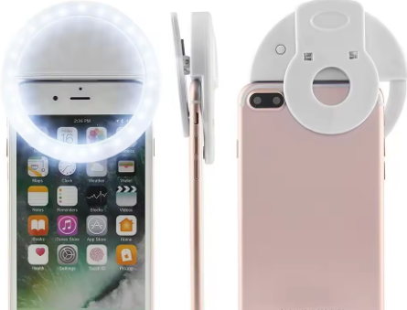 Uppladdningsbar Selfie Ring Light – LED-ringlyse för mobil med USB-laddning, inga batterier behövs – Klämbar fotobelysning för iPhone & Android