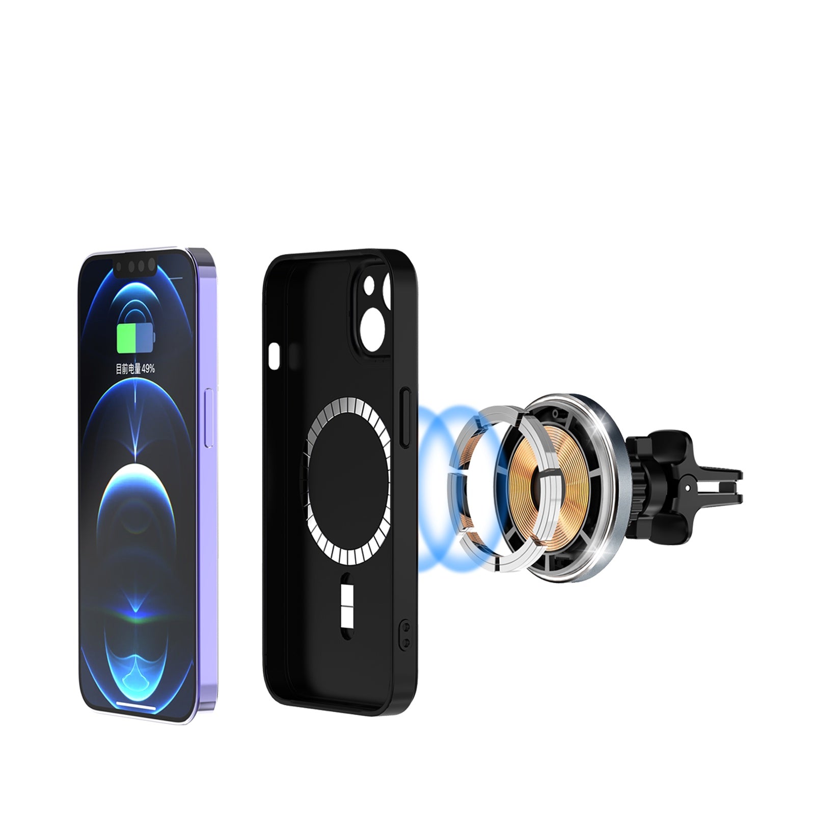 Magnetisk Trådlös Mobil laddare & Mobil hållare