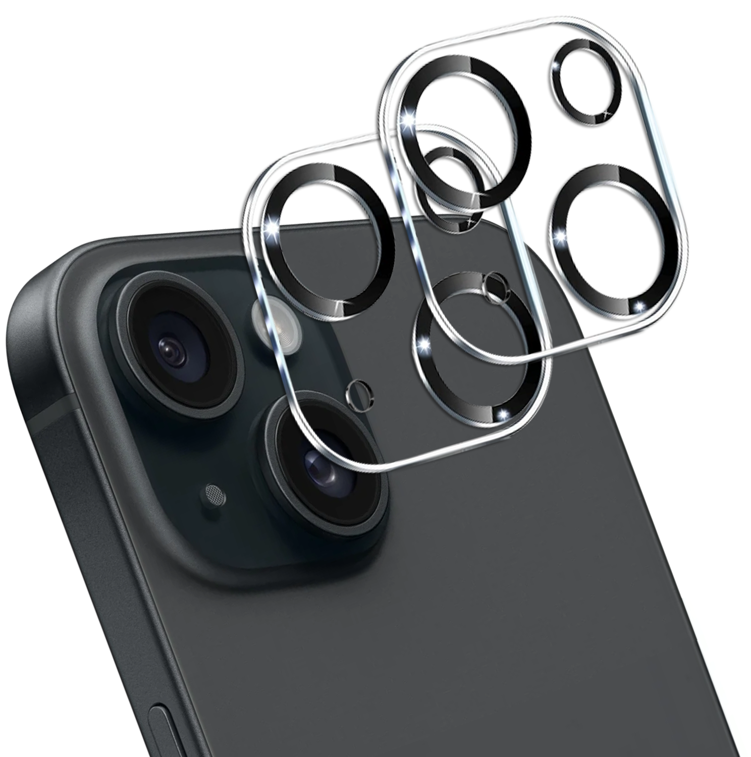 2-Pack iPhone 15 Plus Linsskydd av Härdat Glas - Skydd för Kamera, Anti-Reptåligt