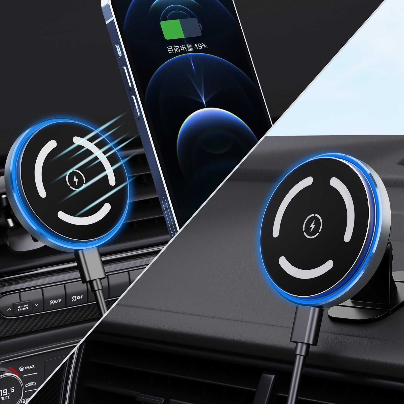 Magnetisk Trådlös Mobil laddare & Mobil hållare