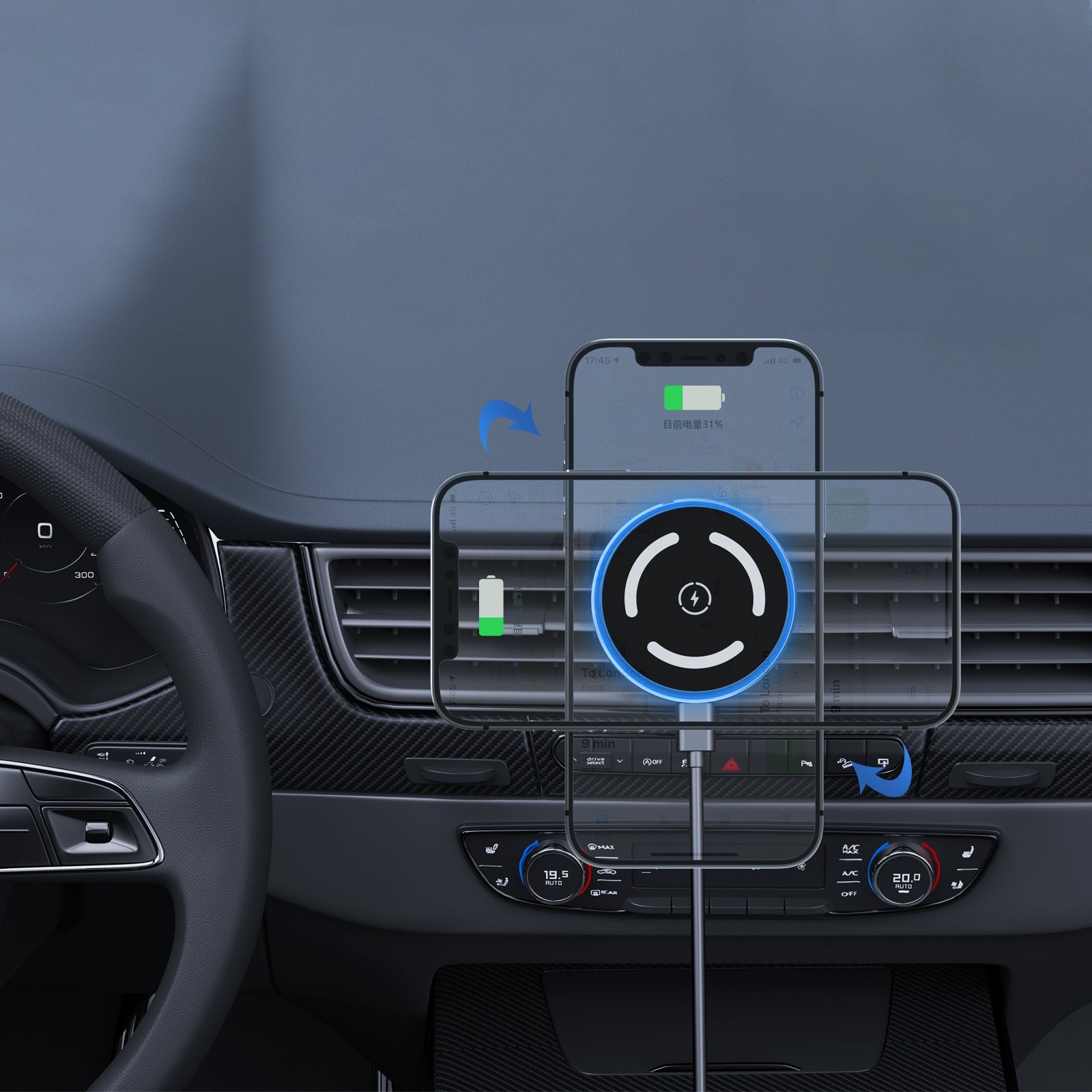 Magnetisk Trådlös Mobil laddare & Mobil hållare