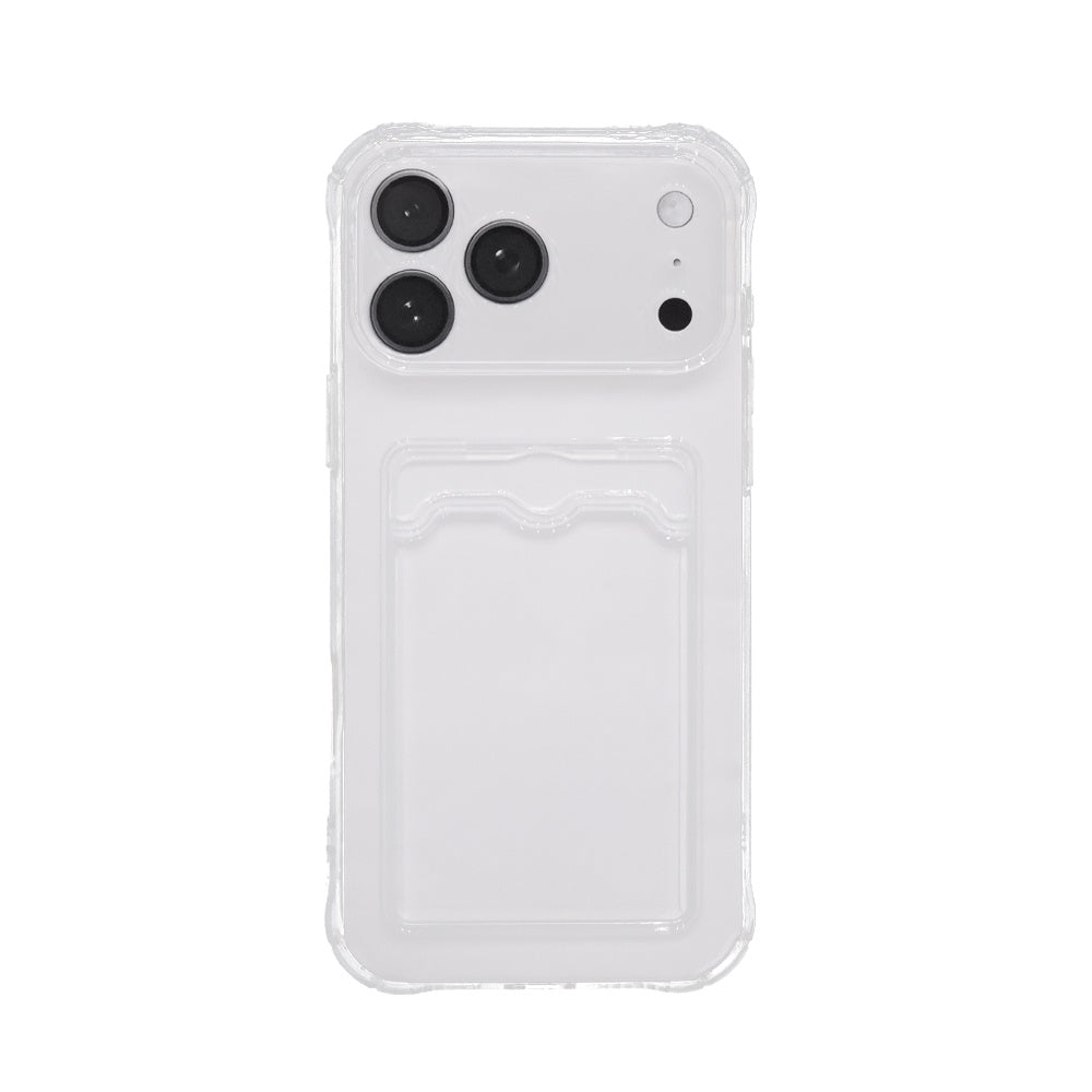 Transparent iPhone 17 skal med kameraskydd och inbyggd kortplånbok – Välj Modell - Leveranstid 1-3 veckor