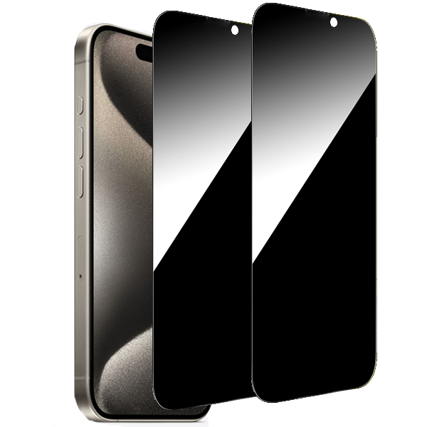 2-Pack iPhone 15 Pro Max Privacy / Sekretessskärmskydd - Härdat Glas, Anti-Spy Privat Skydd