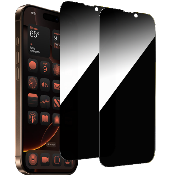 2-Pack iPhone 16 Pro Privacy / Sekretessskärmskydd - Härdat Glas, Anti-Spy Privat Skydd