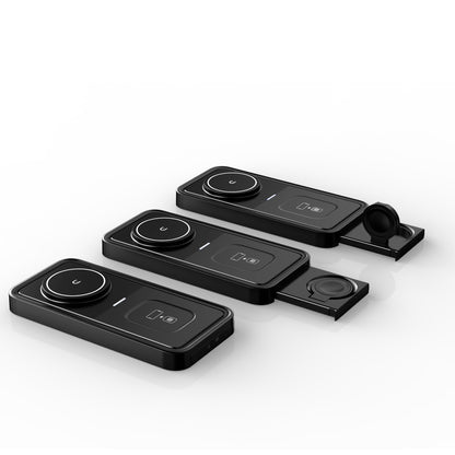 4-i-1 Trådlös Laddstation – MagSafe 15W, 20W Snabbladdning, Klock- & Hörlursladdning