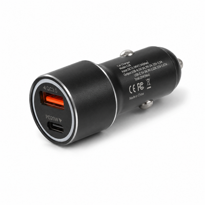 Snabbladdande Billaddare 20W USB-C PD & QC3.0