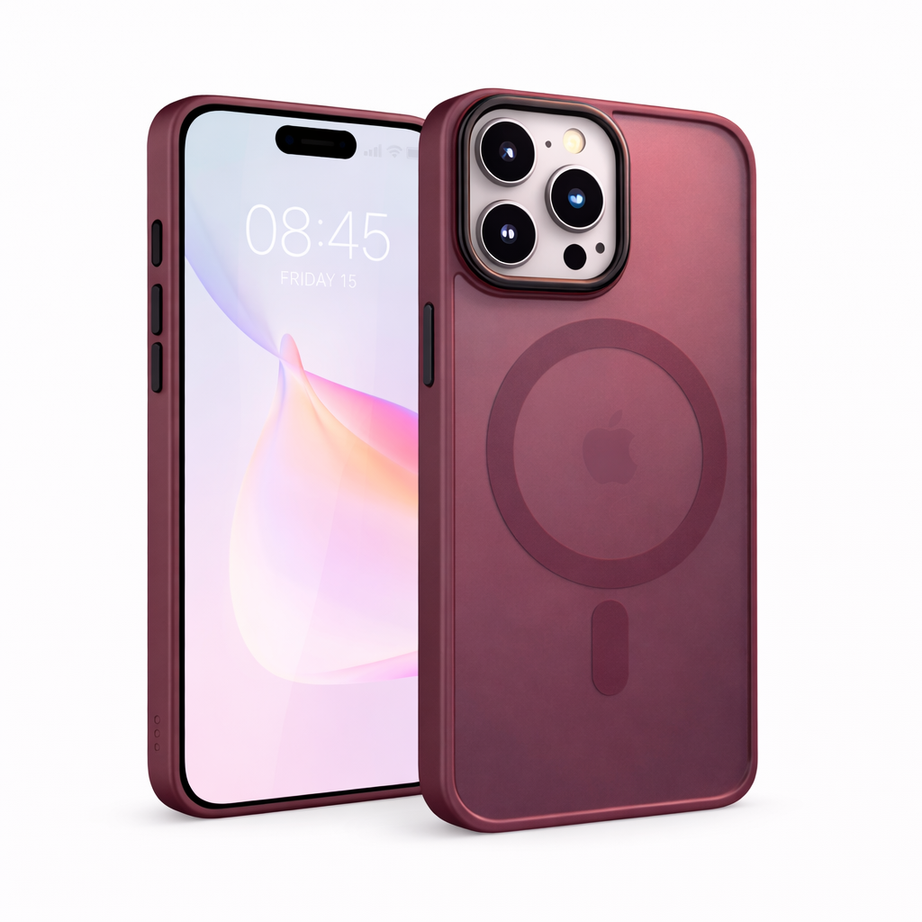 Frostat Transparent iPhone MagSafe Skal – Röd