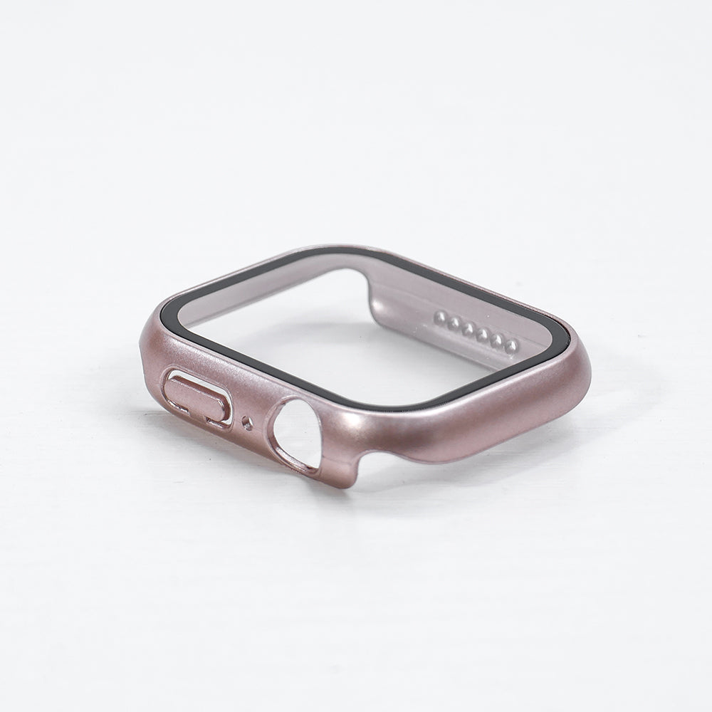Metallic Rosa Apple Watch Skal med Inbyggt Skärmskydd – Fullt Skydd
