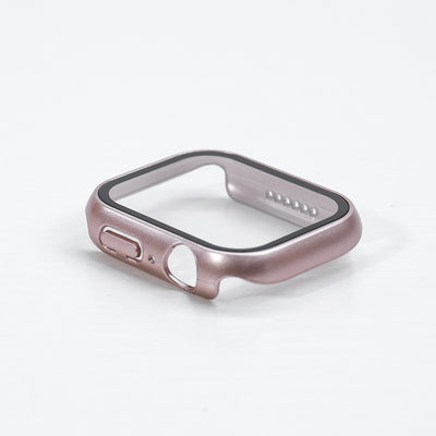 Metallic Rosa Apple Watch Skal med Inbyggt Skärmskydd – Fullt Skydd
