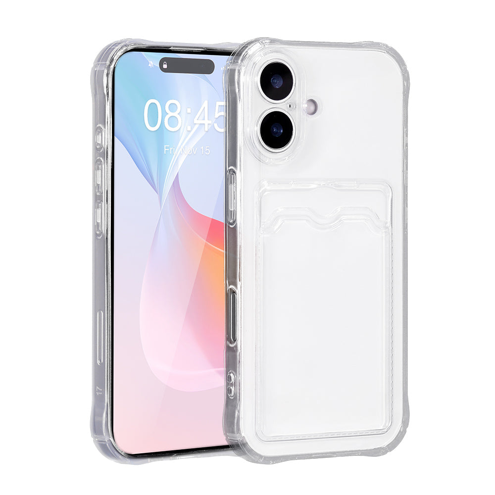 Transparent iPhone 17 Skal med Korthållare och Kameraskydd - Extra Stöttåligt - Leveranstid 1-3 Veckor