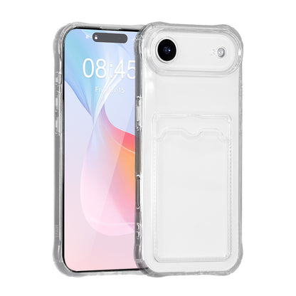 Transparent iPhone 17 skal med kameraskydd och inbyggd kortplånbok – Välj Modell