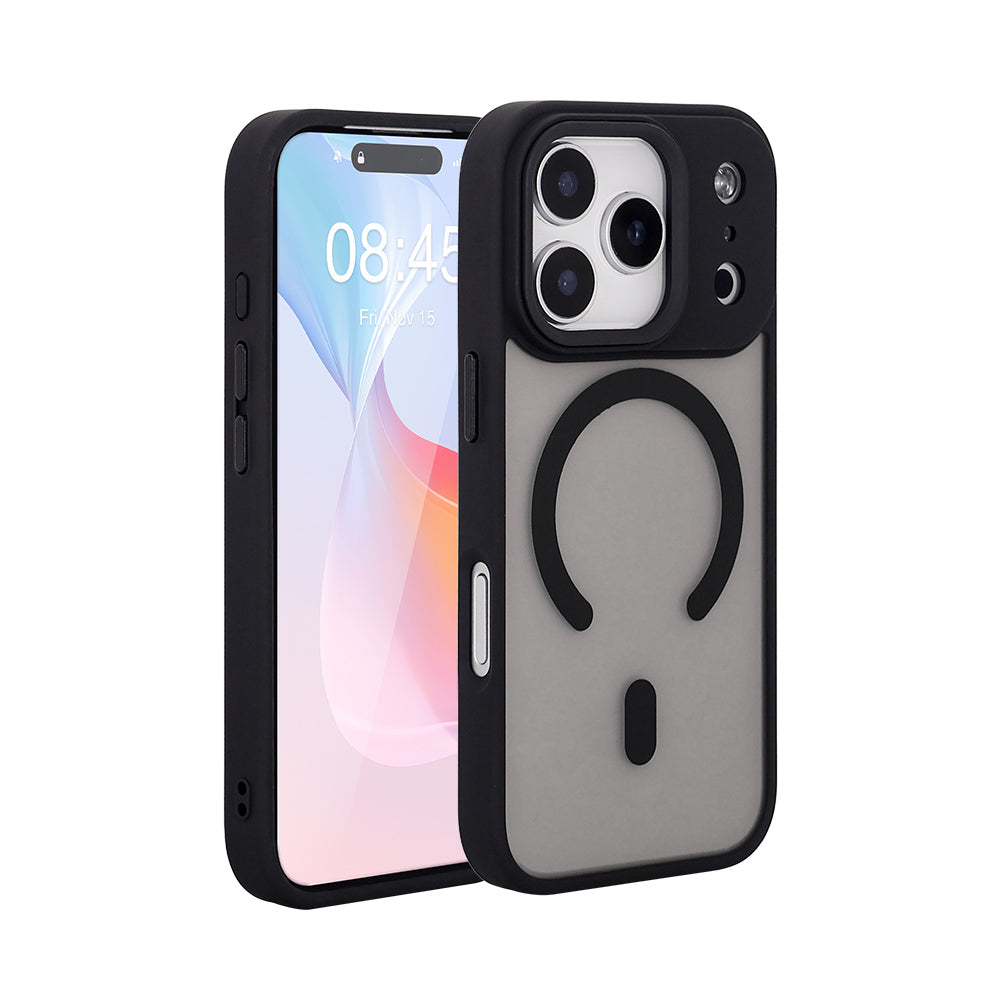 iPhone 17 Pro Matt Svart Magsafe Skal – Frostad Transparent Baksida