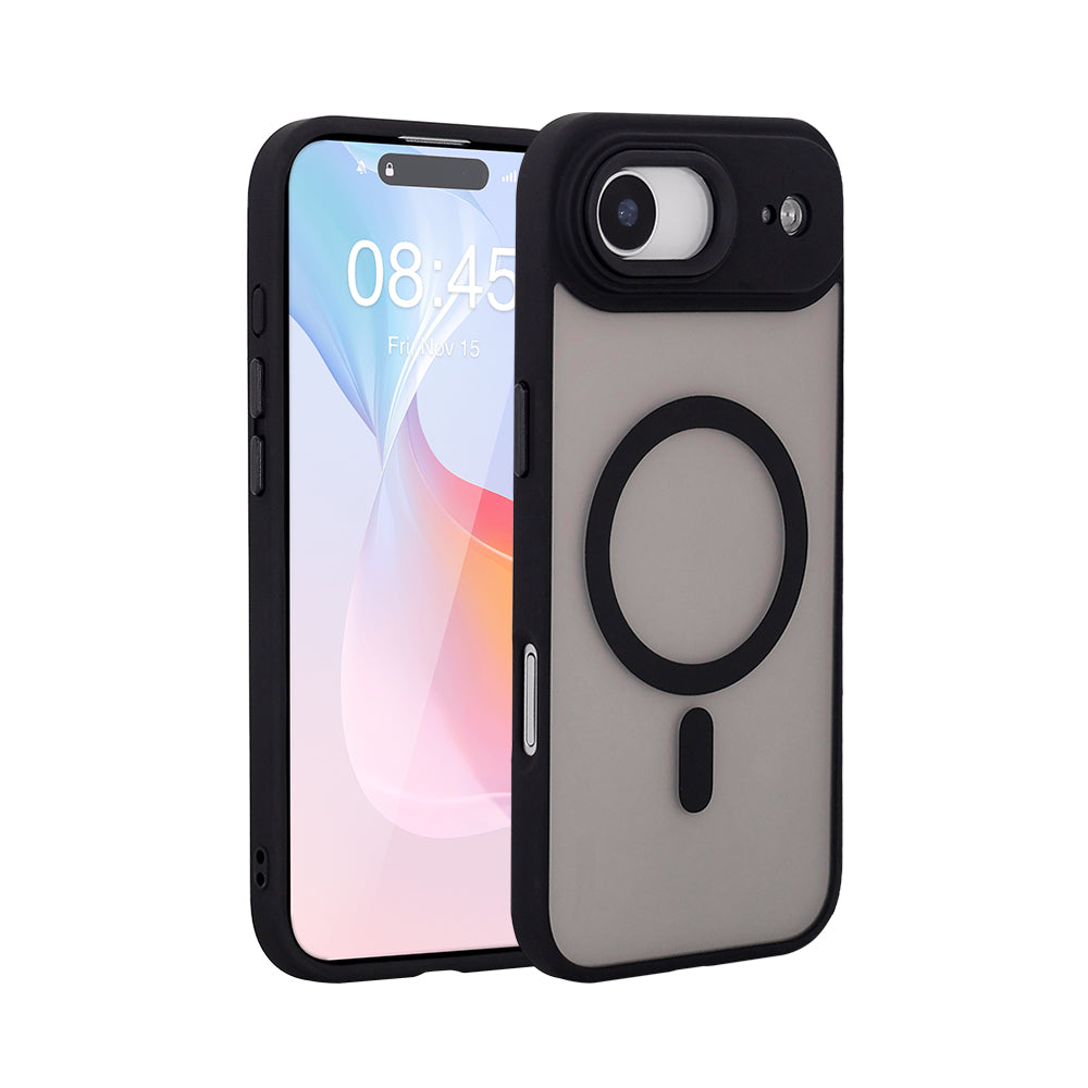 iPhone 17 Air Matt Svart Magsafe Skal – Frostad Transparent Baksida