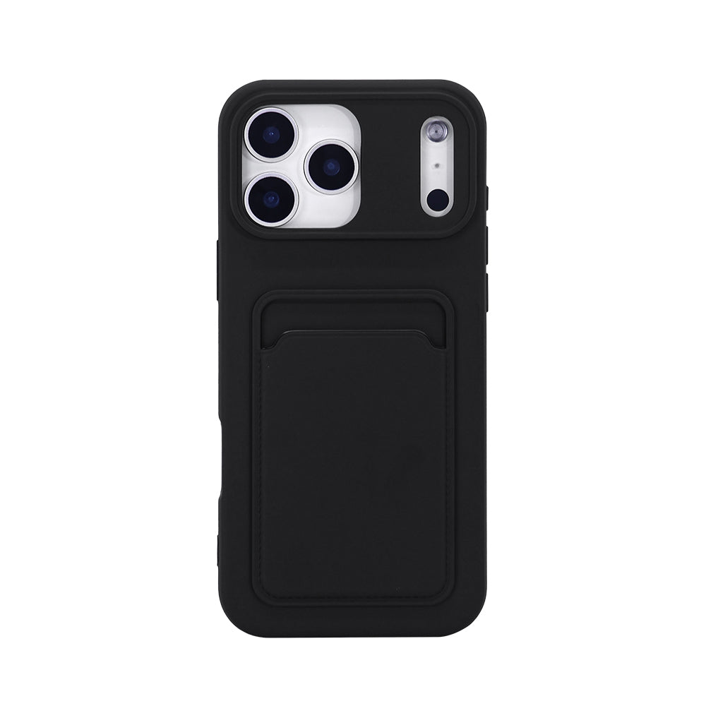 iPhone 12 Pro Max Skal med Kortfack – Stöttåligt Silikon Skal med Kortplats & Heltäckande Skydd – Svart