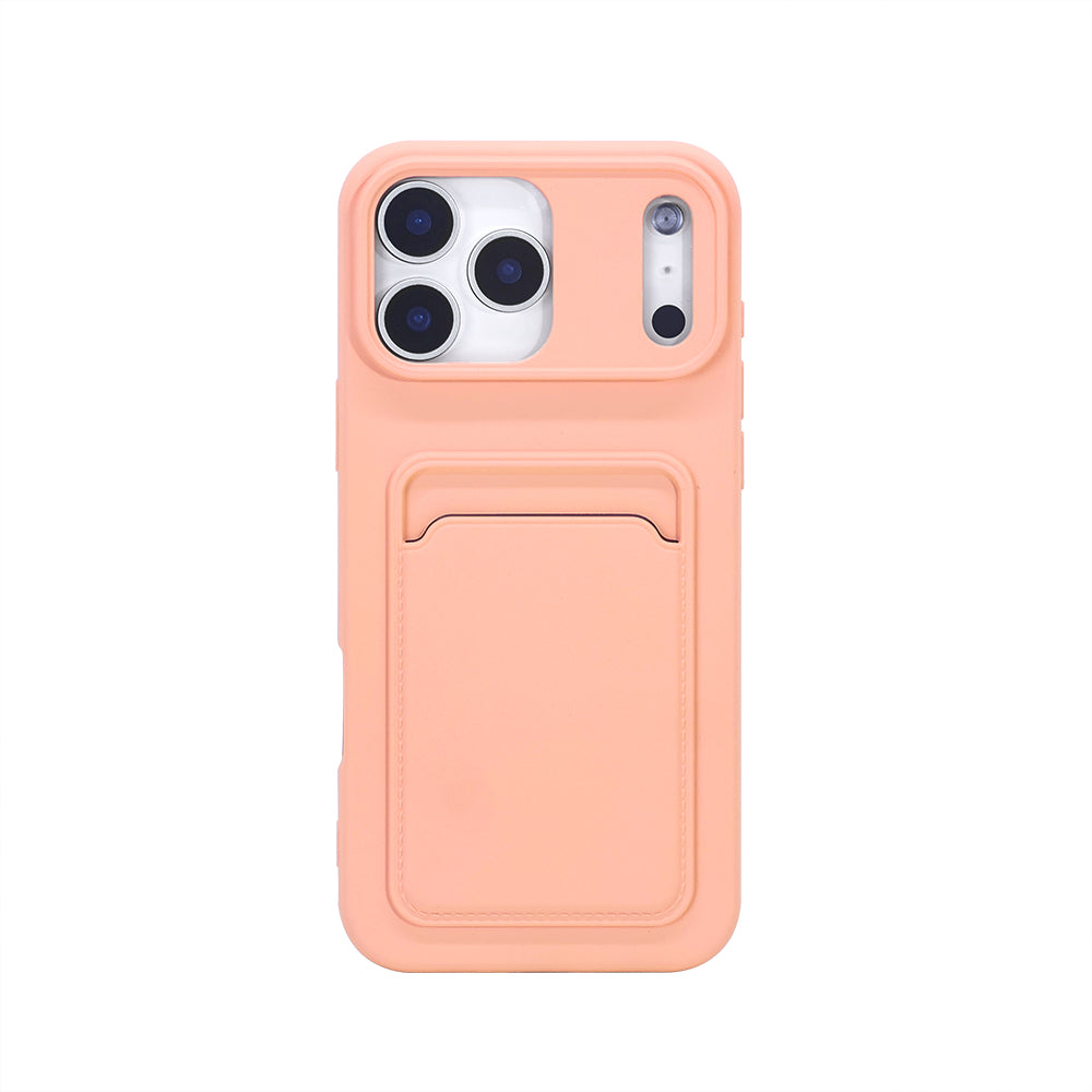 iPhone 12 Pro Max Skal med Kortfack – Stöttåligt Silikon Skal med Kortplats & Heltäckande Skydd – Rosa