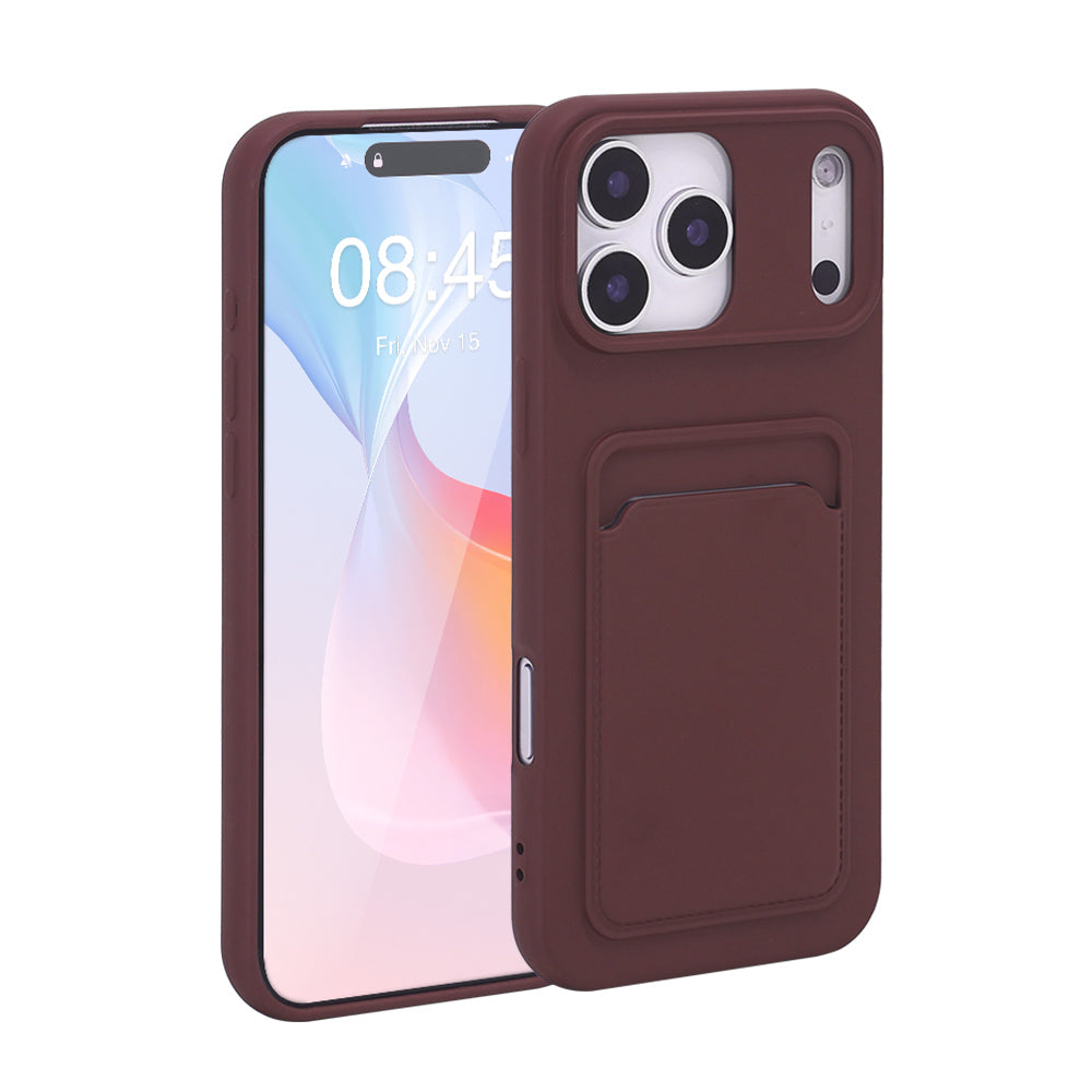 iPhone 12 Pro Max Skal med Kortfack – Stöttåligt Silikon Skal med Kortplats & Heltäckande Skydd – Vin Röd
