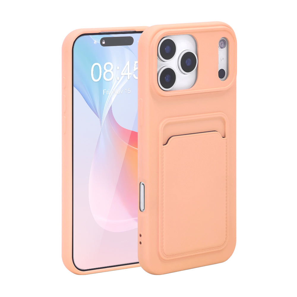 iPhone 12 Pro Max Skal med Kortfack – Stöttåligt Silikon Skal med Kortplats & Heltäckande Skydd – Rosa