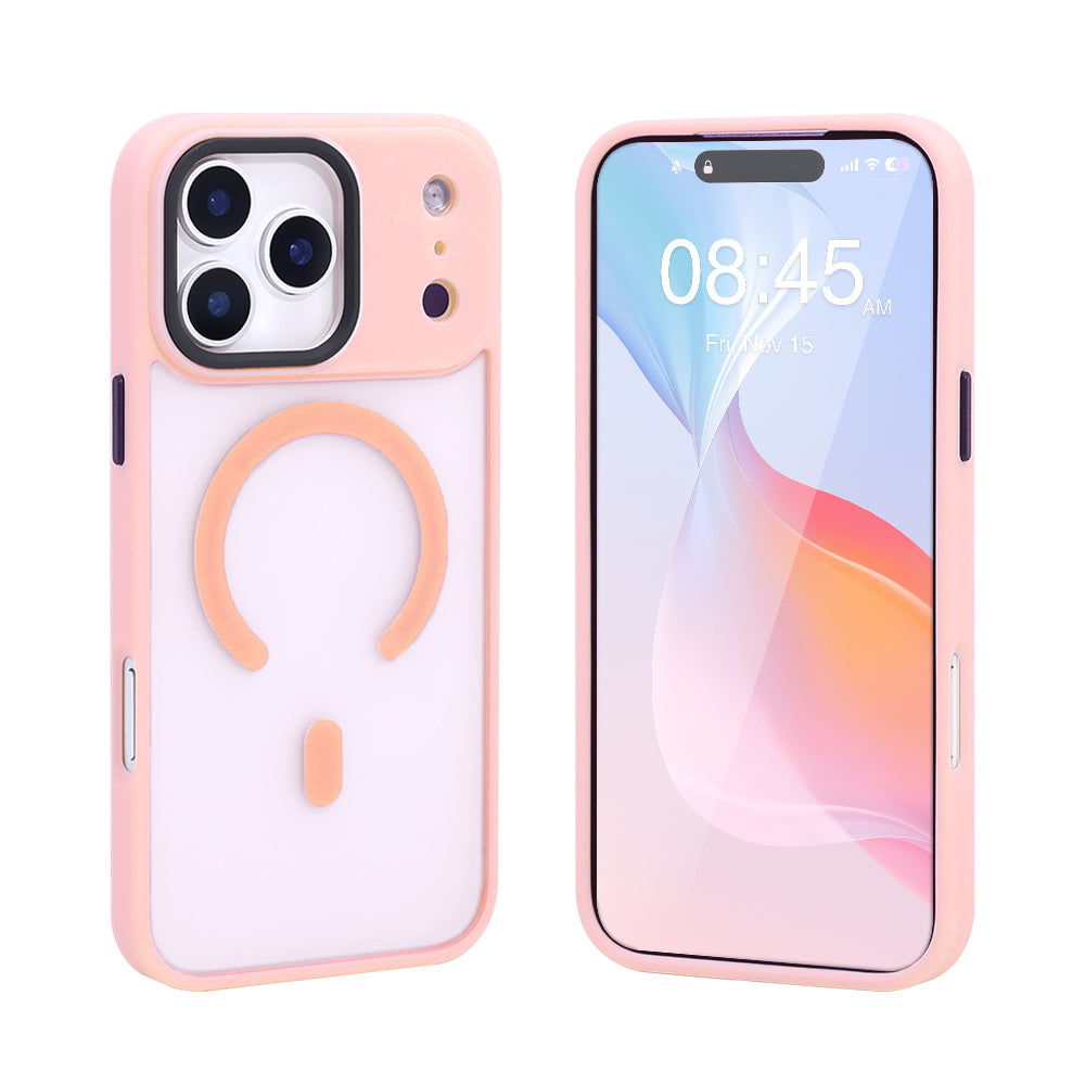 iPhone Frostad Transparent MagSafe Skal – Rosa
